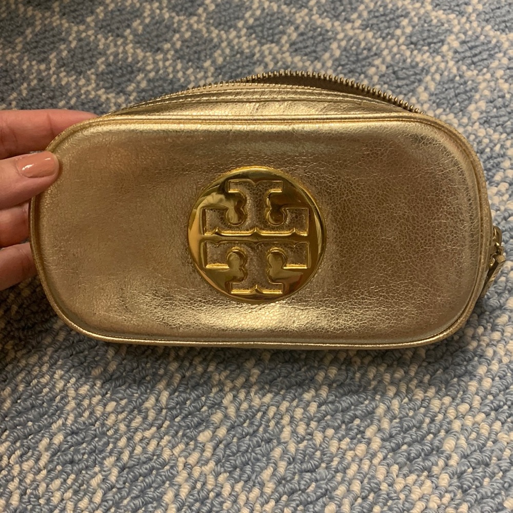 Tory Burch Gold zippered cosmetic bag
